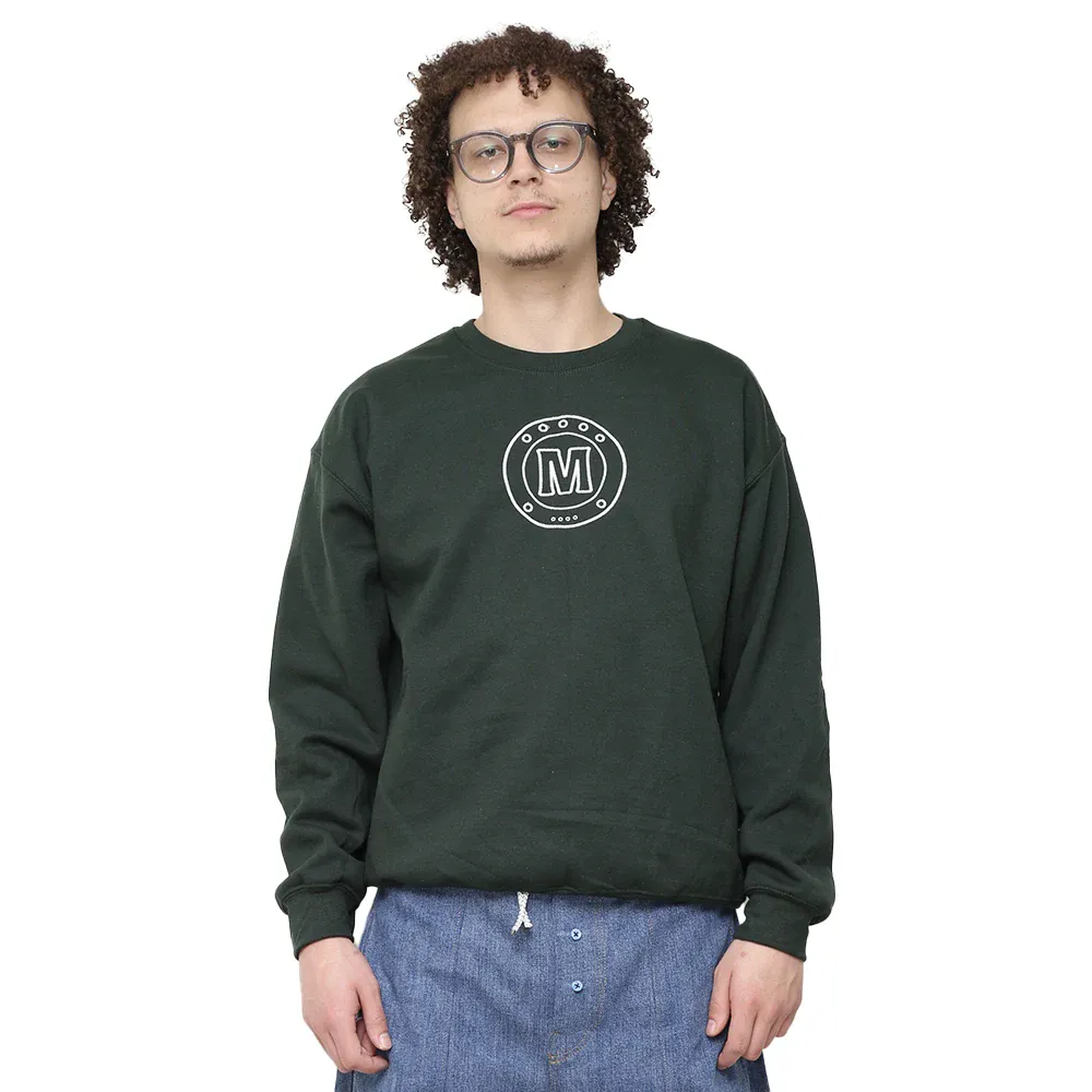 Embroidery Speaker Grille Sweatshirt Bottle Green