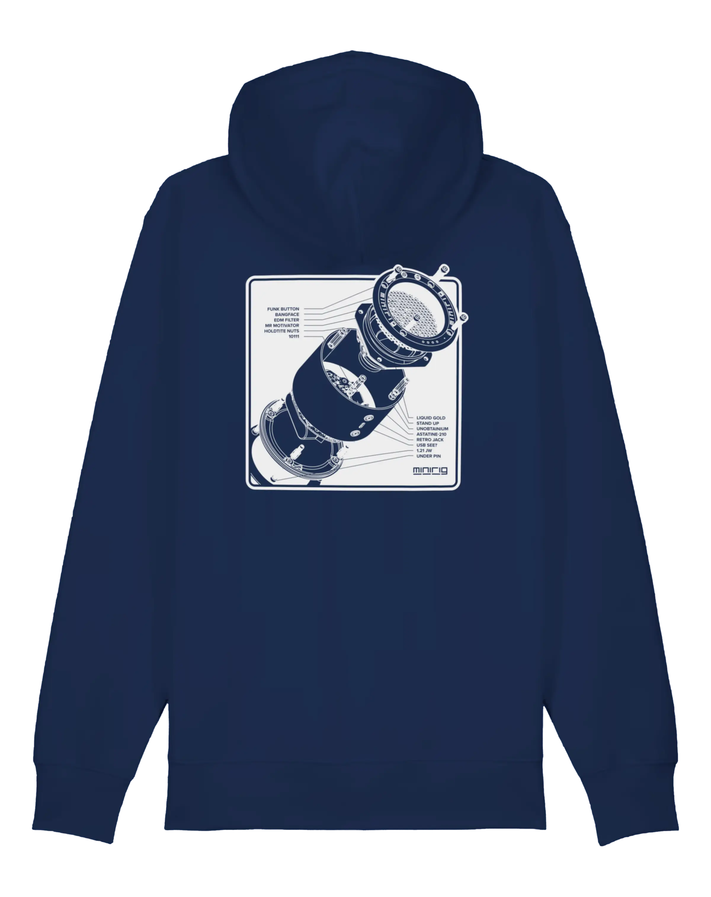 Minirig Explosion Navy Zip Hoodie Back