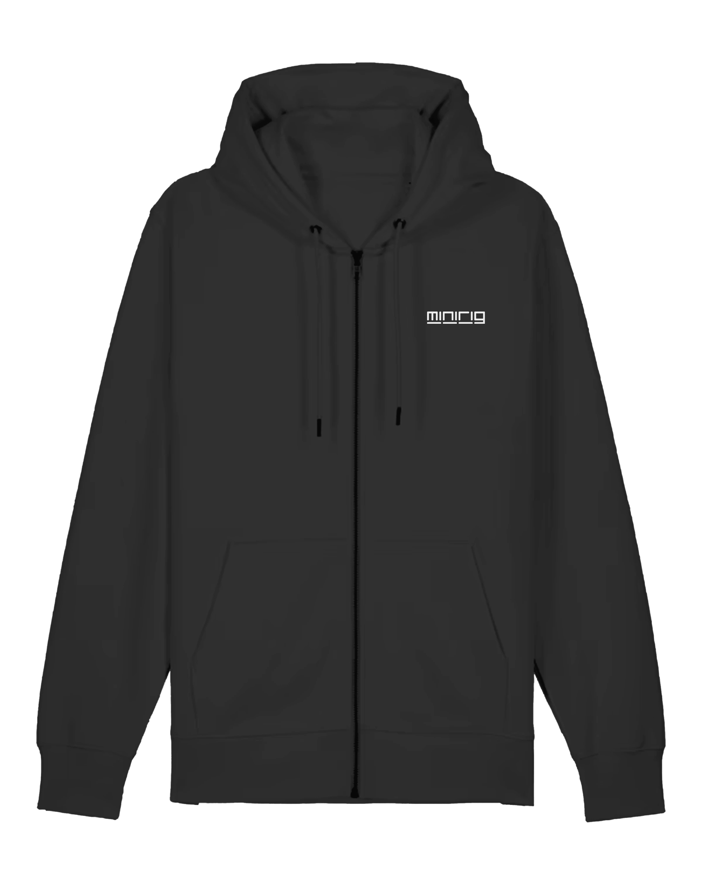 Minirig Ravey Black Zip Hoodie Front