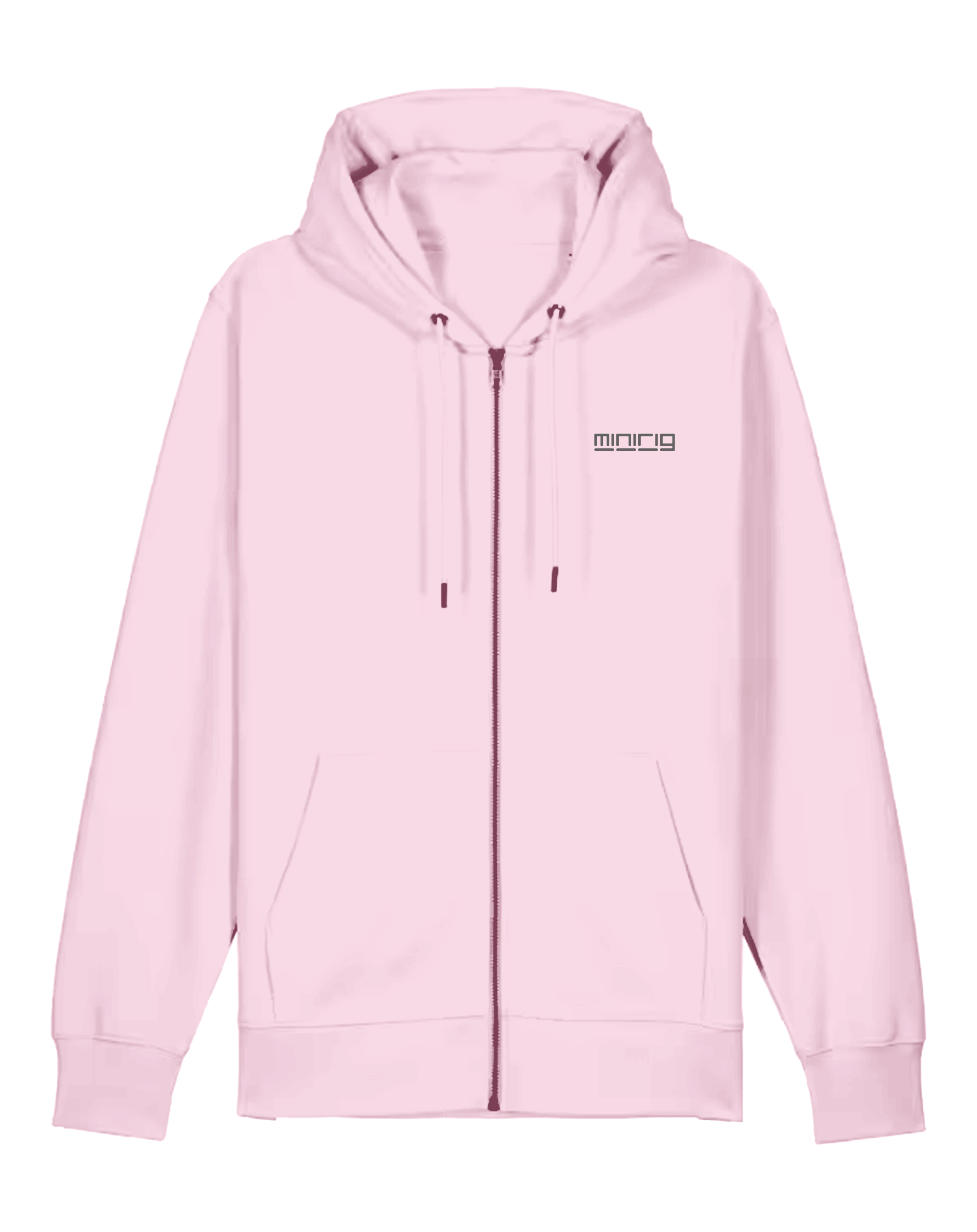 Minirig Ravey Pink Zip Hoodie Front